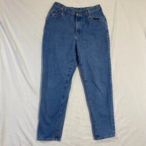 Vintage Lee Mom Jeans Women's 12M Blue Denim Tapered Leg High Rise 5-Pocket